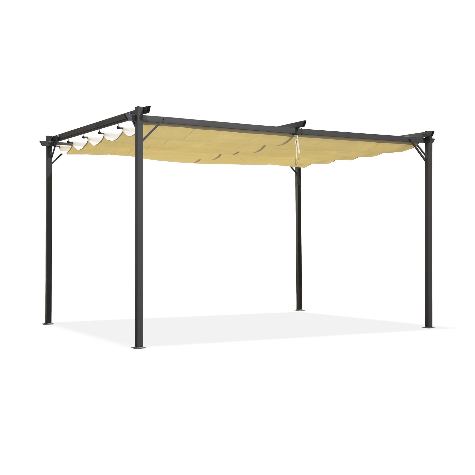 GRINDI IN THE GARDEN Pergola tarasowa szara z beżowym poszyciem - Irda I 2,9x2,9m 961016