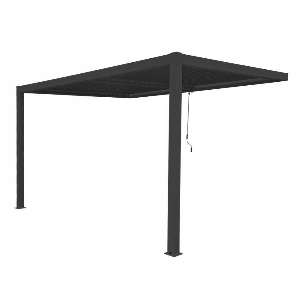 GRINDI IN THE GARDEN Pergola tarasowa przyścienna aluminiowa, szara - Kea VII 4x3m 961038