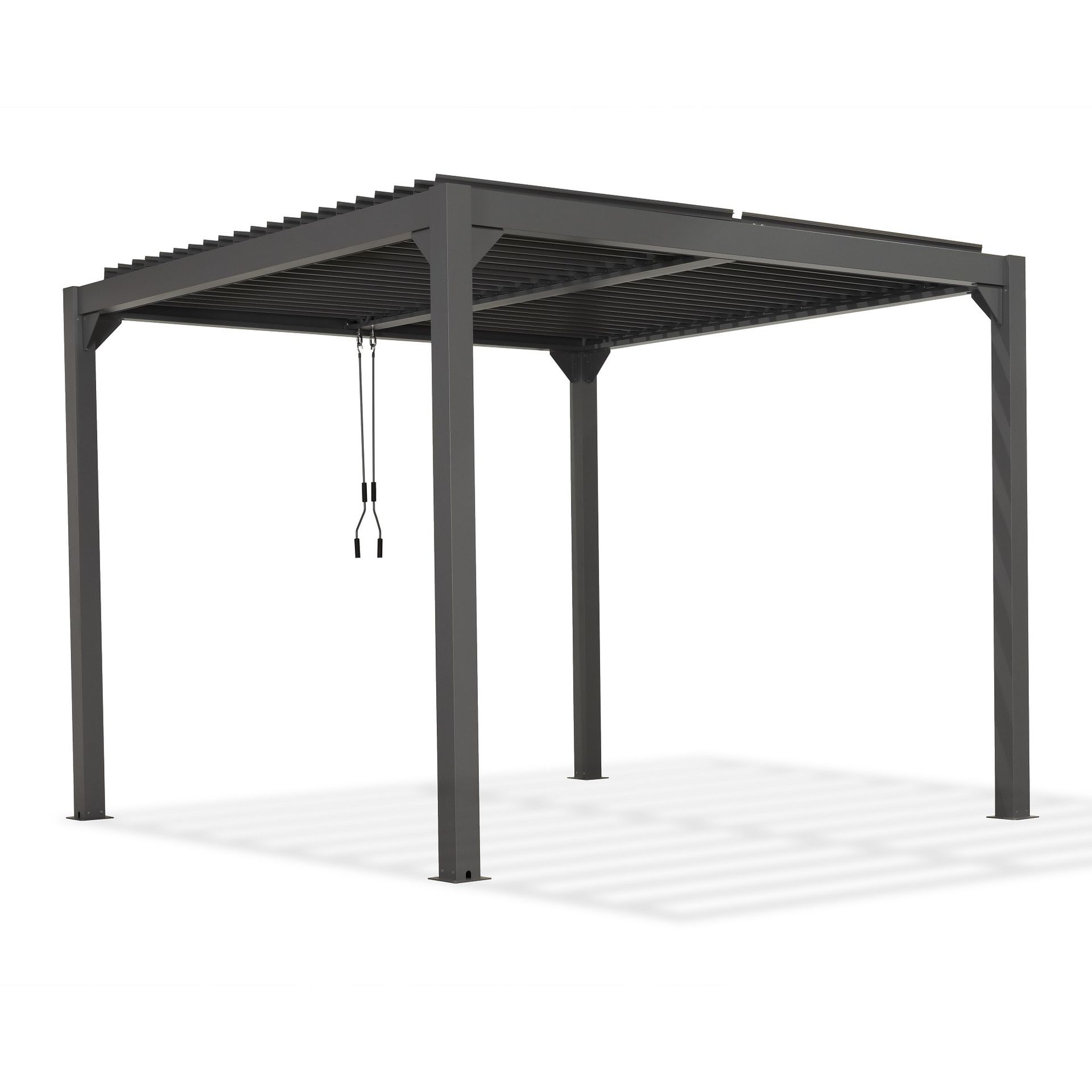GRINDI IN THE GARDEN Zestaw Pergola tarasowa, szara aluminiowa - Kea II 3x4m + ścianka żaluzjowa 961022k3