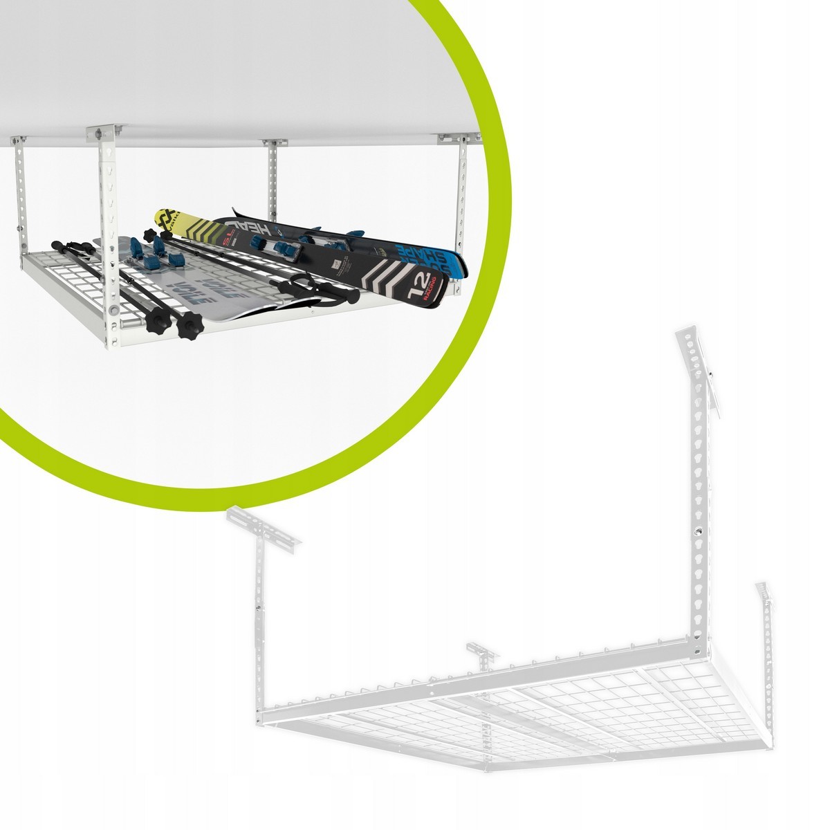 Domax Home Półka garażowa sufitowa metalowa 122x122 - PGF 1 - biała 960929