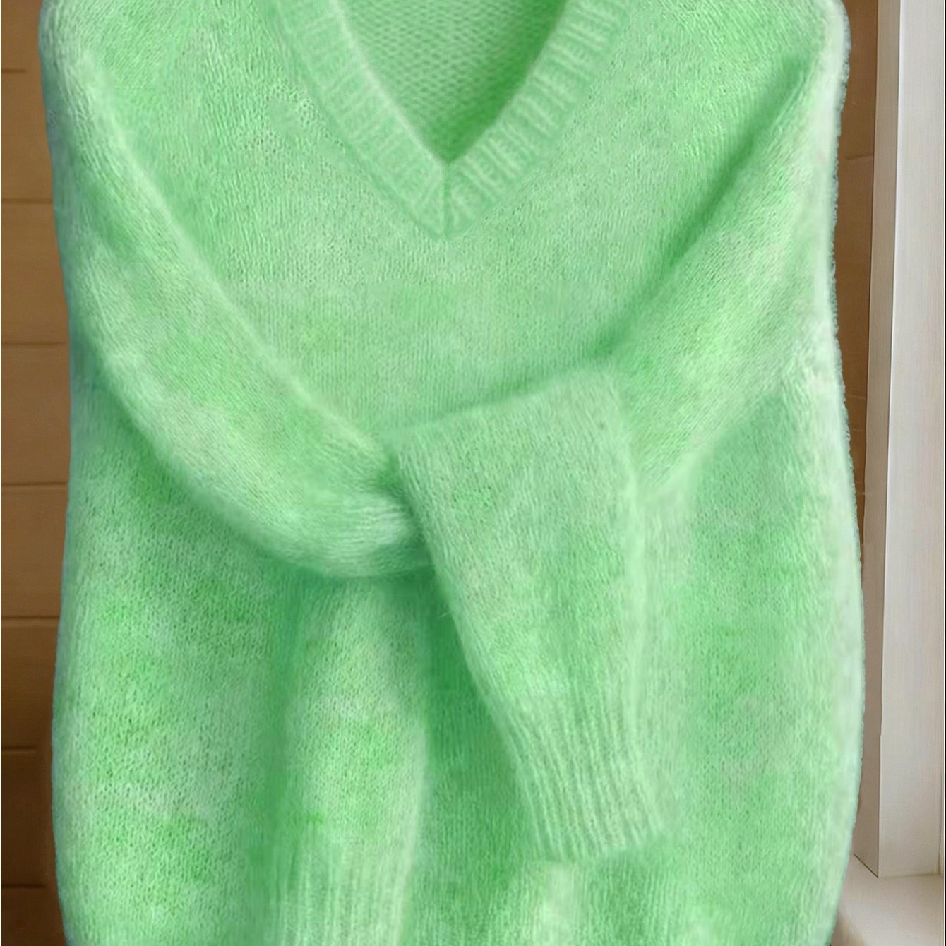 TEMU Elegancki damski sweter z dekoltem w serek, francuski styl casual, idealny na przełom wiosny/jesieni