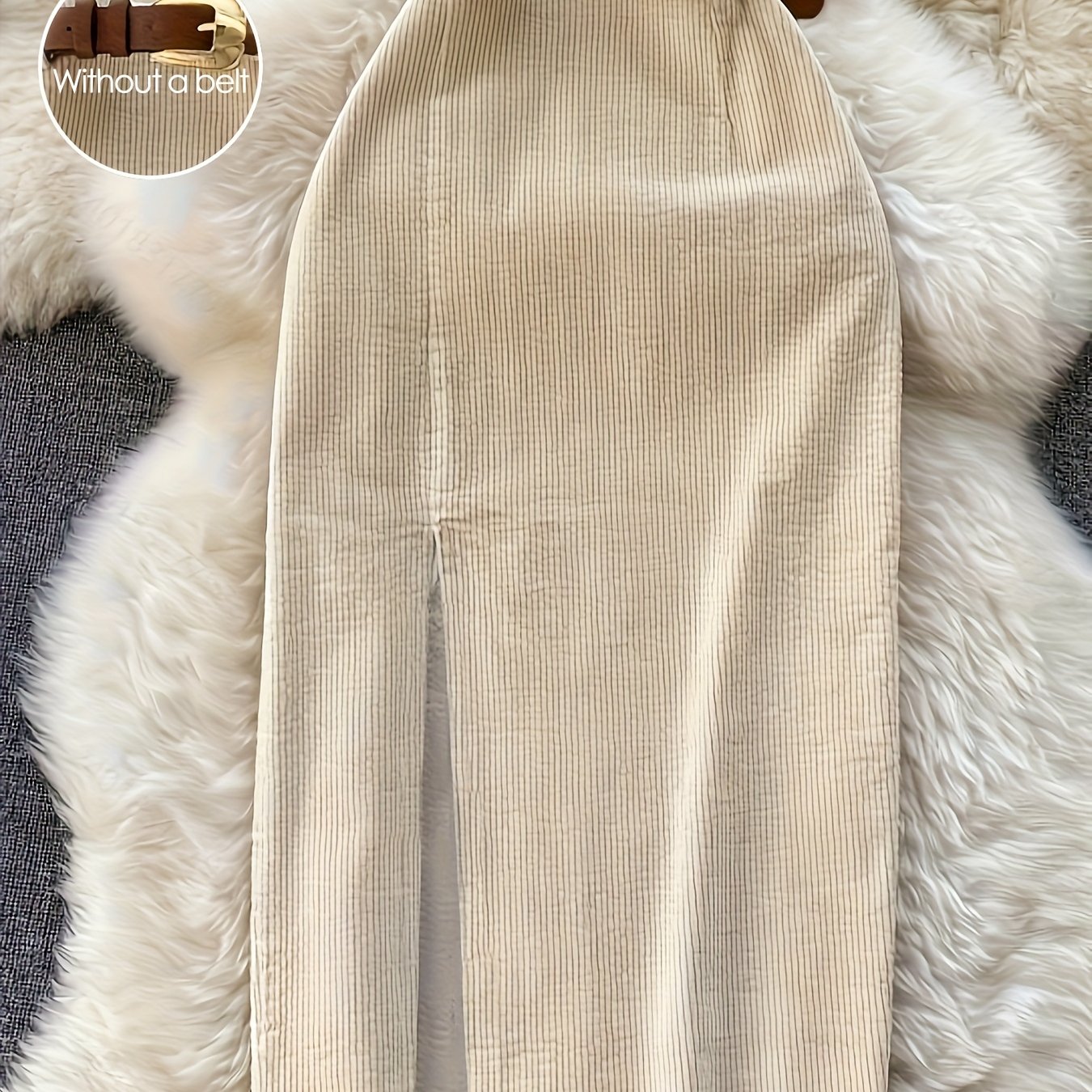 TEMU modna i elegancka spódniczka midi w stylu retro z rozcięciem, wysokim stanem, ozdobnym krojem, długości do kolan, w kształcie litery A,