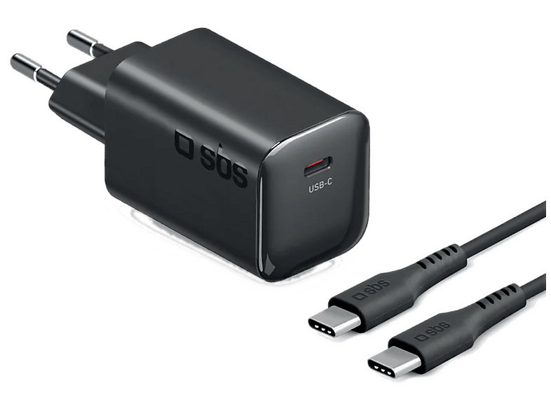 Ładowarka sieciowa SBS 65W GaN PD 3.0 USB-C + kabel 2m Czarny