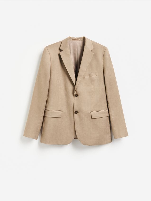 Reserved - Marynarka slim fit z dodatkiem wiskozy - brązowy