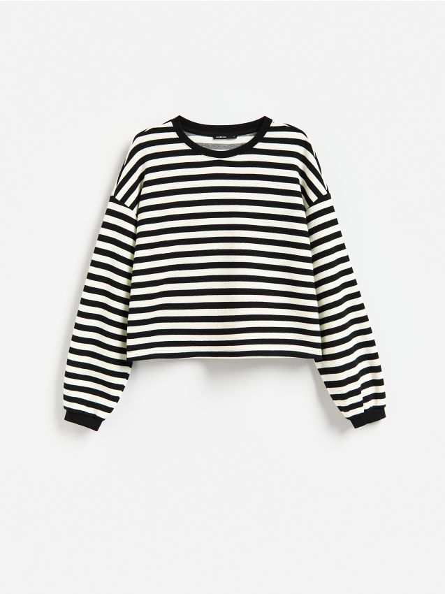 Reserved - Bawełniana bluza w paski - wielobarwny