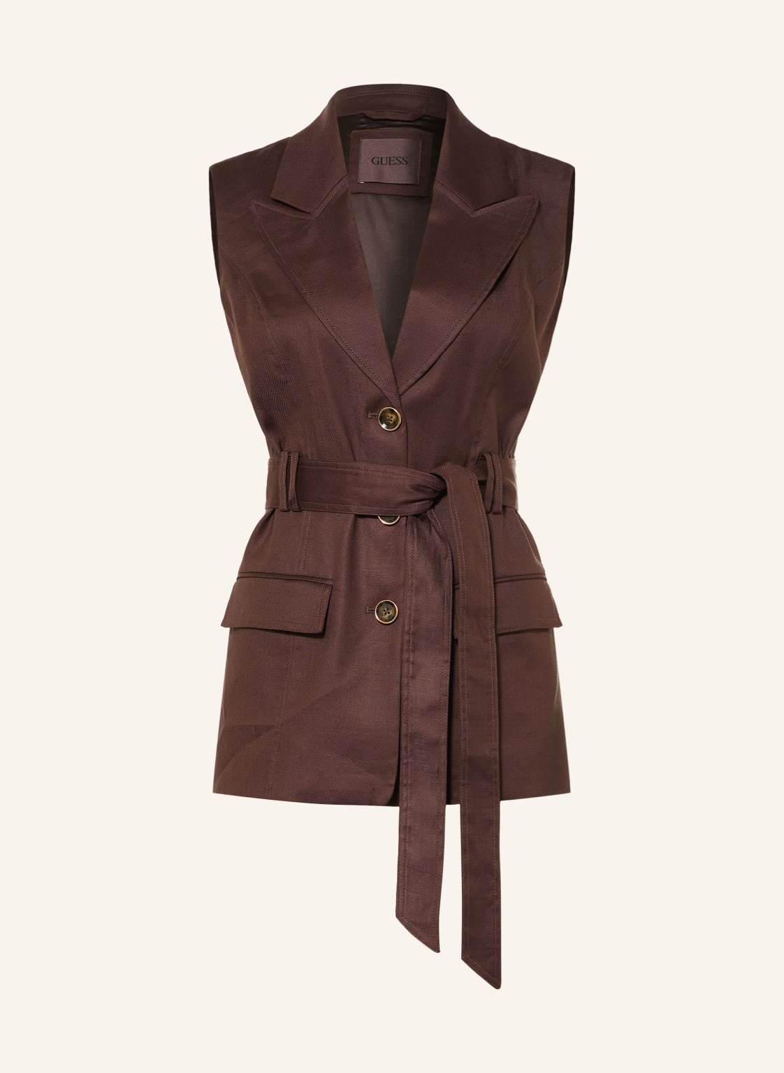 Guess Kamizelka Typu Blezer Carla Z Lnu braun