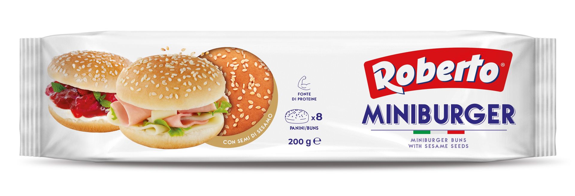 ROBERTO mini bułki burgery z sezamem 8 szt 200g