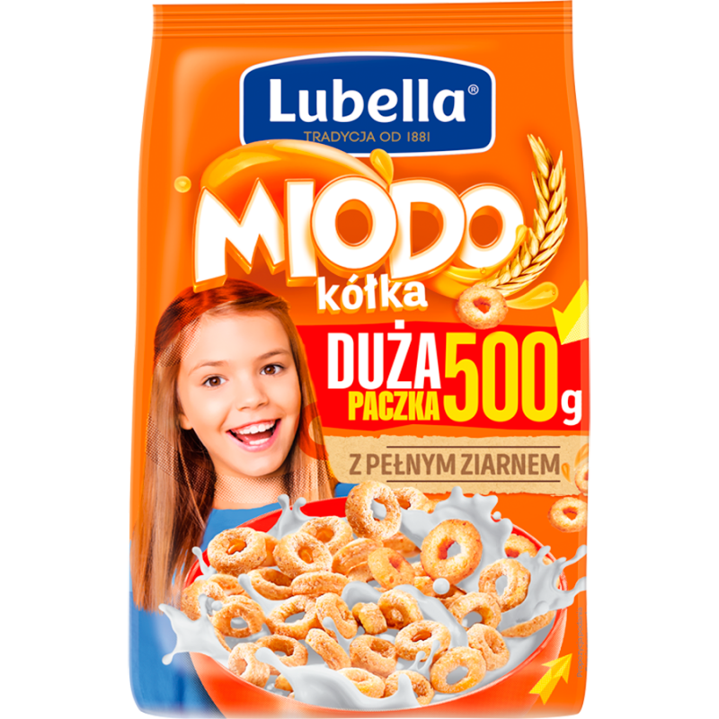 Lubella Zbożowe chrupki miodowe Mlekołaki Kółka Miodo 500 g