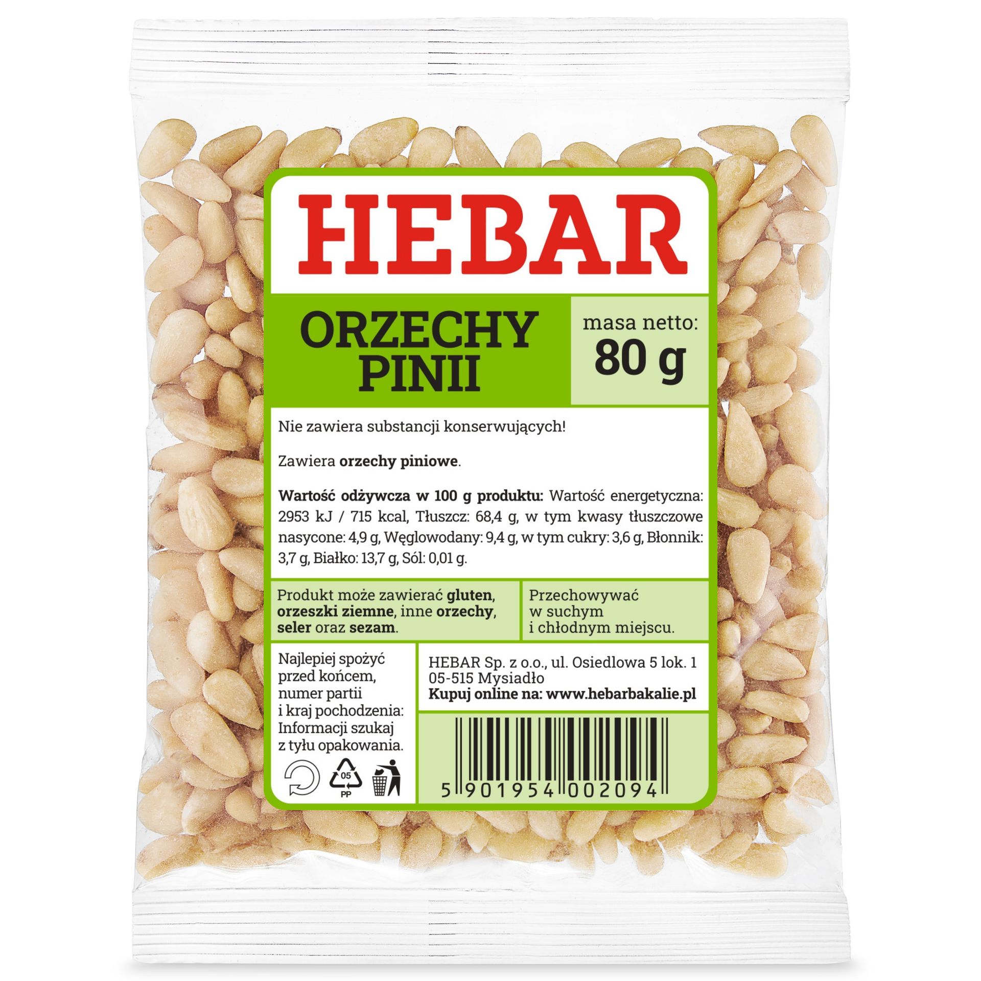HEBAR ORZECHY PINII 80G