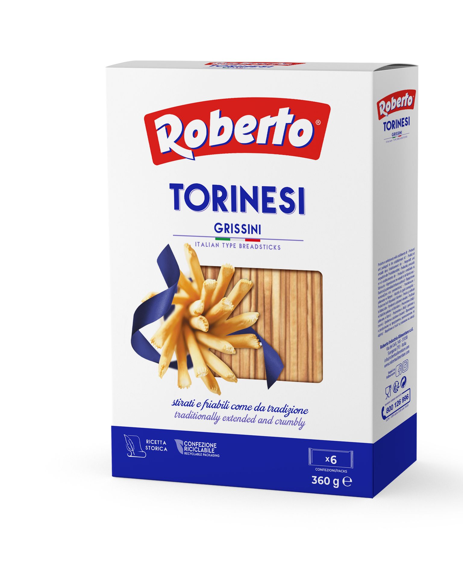 Ciastka Grissino Torinesi 360 g (6szt. x 60 g) ROBERTO