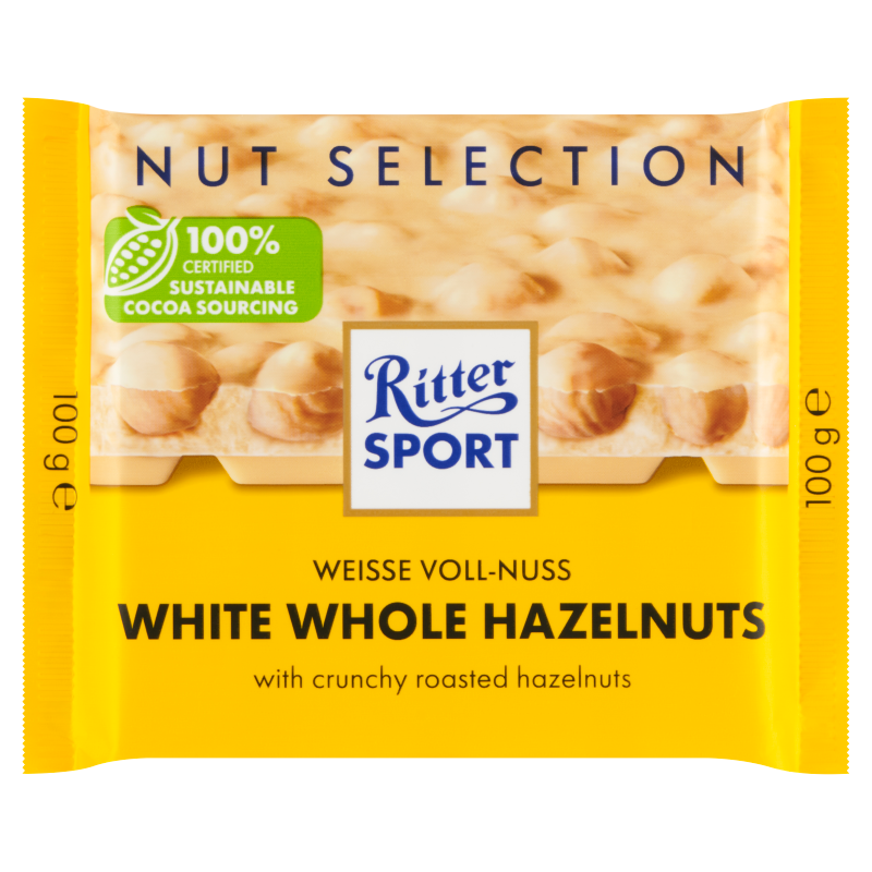 Ritter Sport Czekolada biała z całymi orzechami laskowymi 100 g