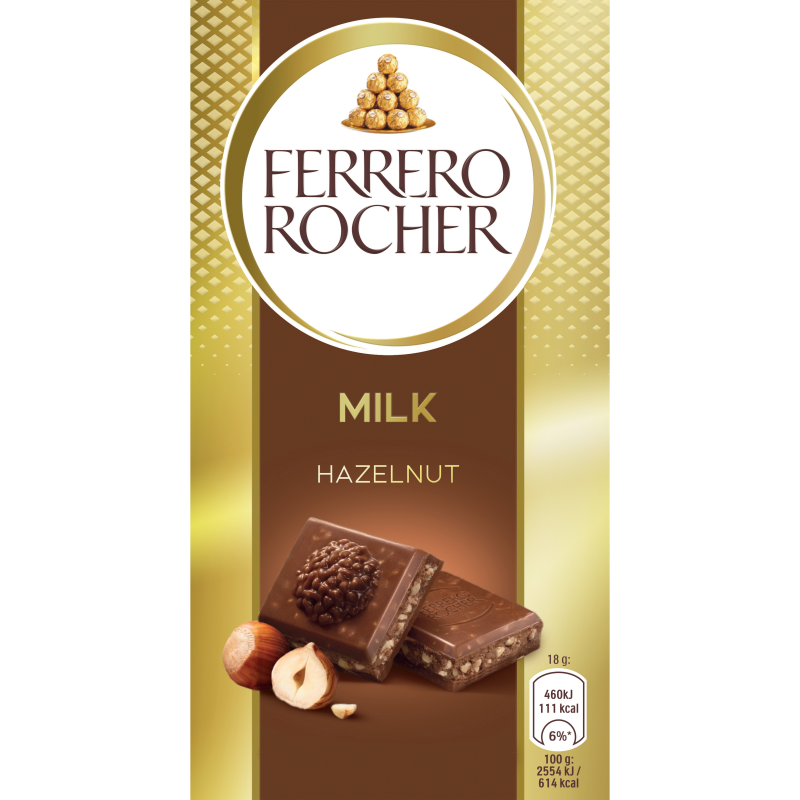Ferrero Rocher Haselnuss - Czekolada mleczna z orzechami 90g FER.CZ.ORI