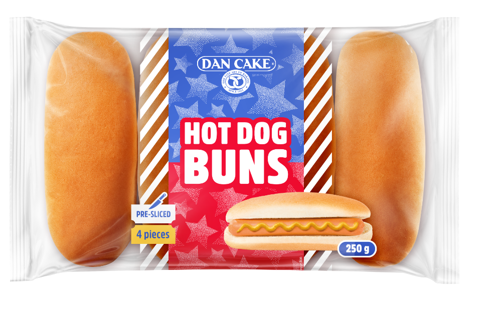 Dan Cake Hot Dog Buns 250G (X4Szt)