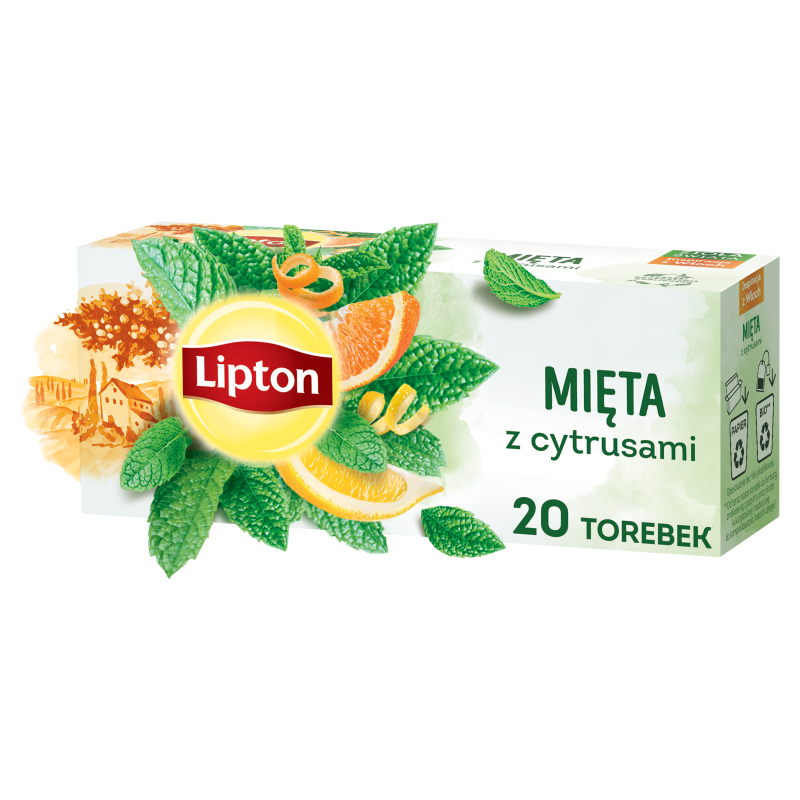 Lipton Herbatka ziołowa aromatyzowana mięta z cytrusami 26 g (20 torebek)