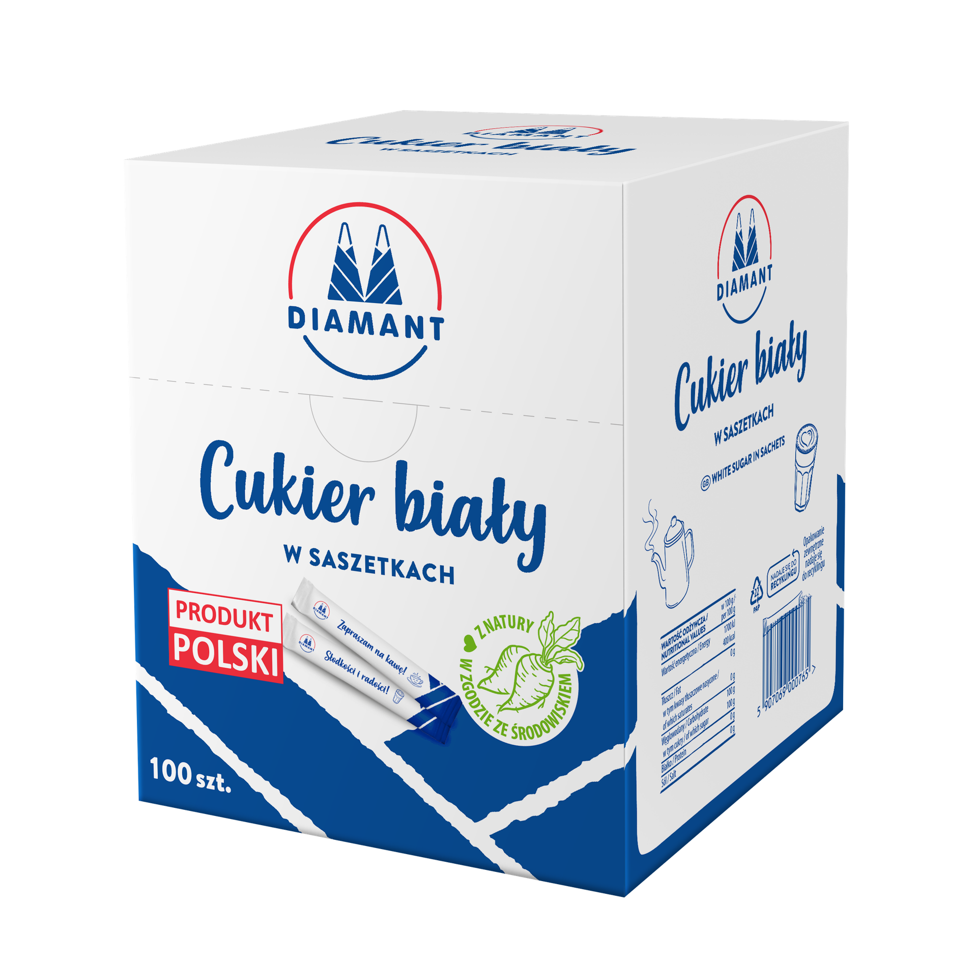 Diamant Cukier biały w saszetkach 500 g (100 saszetek)