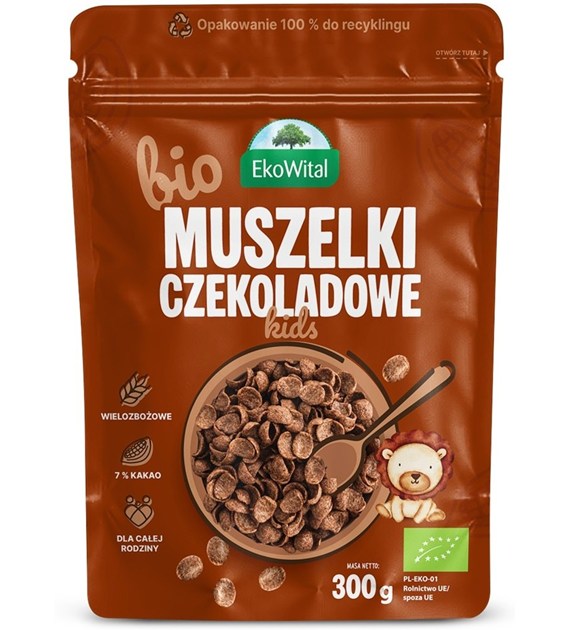 EKOWITAL Muszelki czekoladowe BIO 300 g