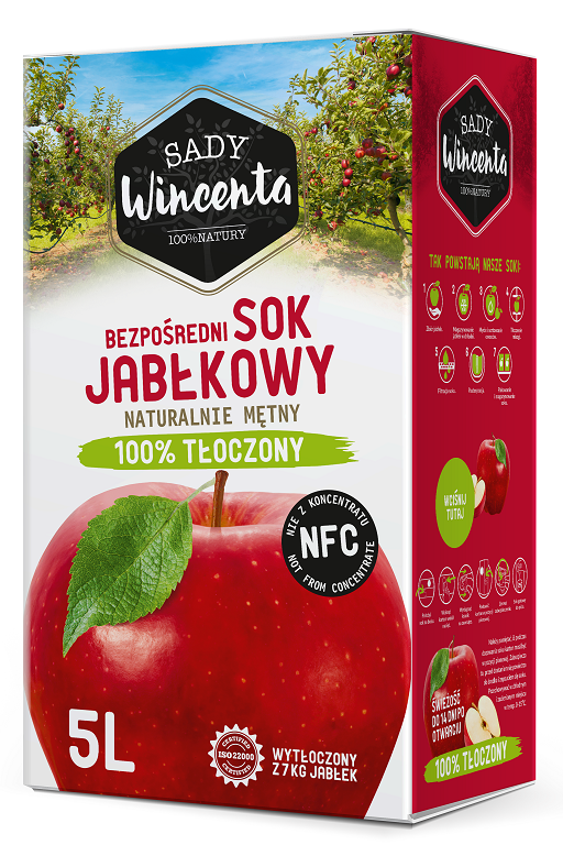 Sady Wincenta Bezpośredni sok 100% jabłkowy NFC 5 l