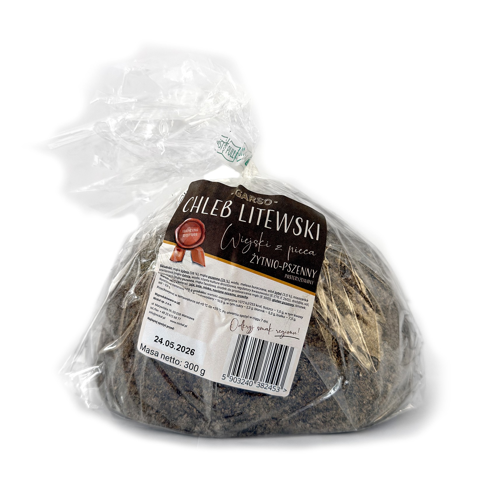 Garso Chleb litewski żytni wiejski z pieca 300 g