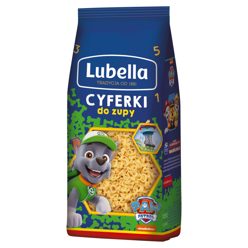 Lubella Makaron dziecięcy Mini Cyferki Psi Patrol 350g