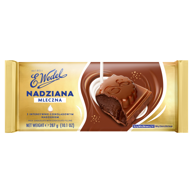 1x 287g WEDEL czekolada mleczna z czekoladowym nadzieniem