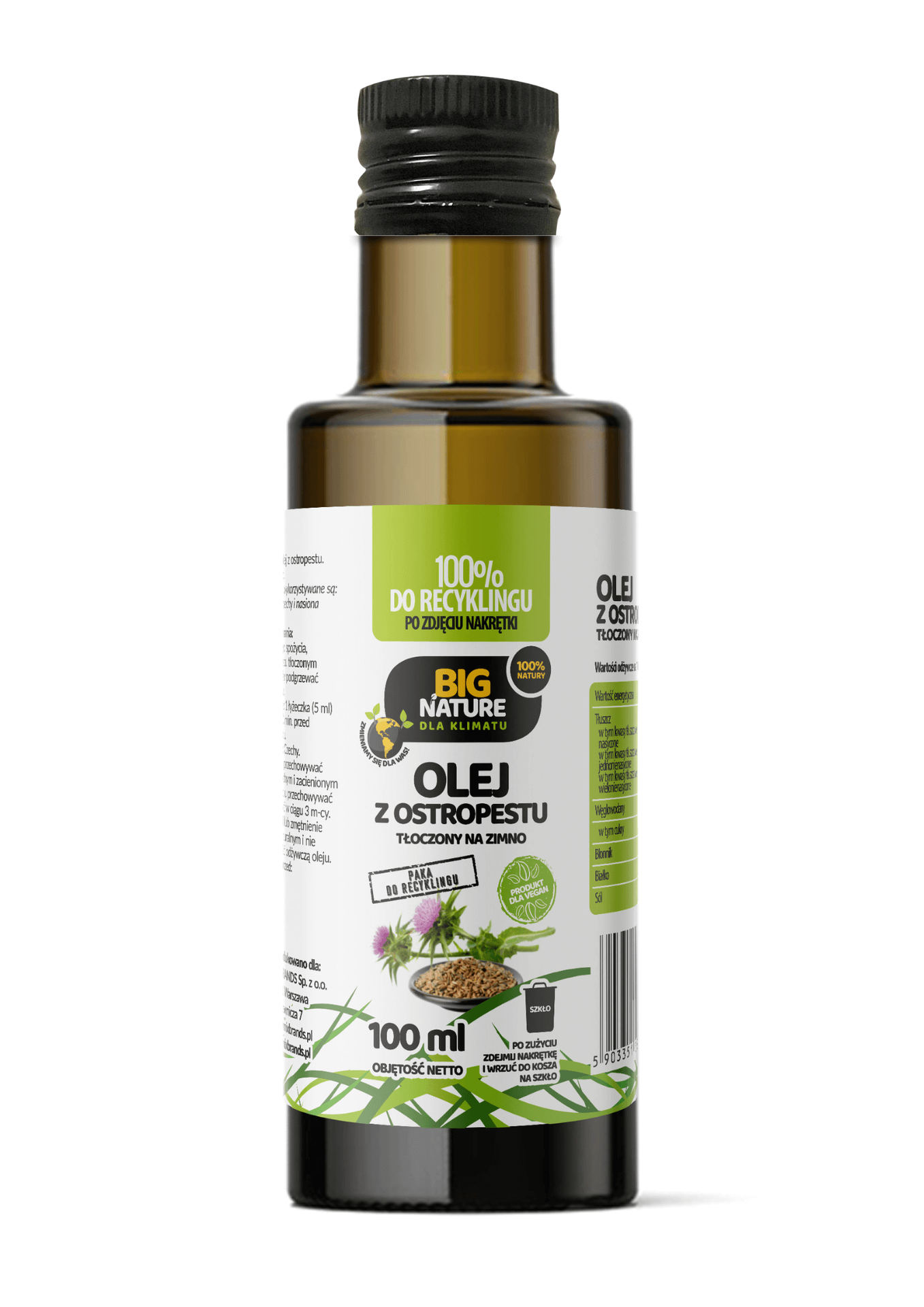 Big Nature Olej z ostropestu tłoczony na zimno 100 ml