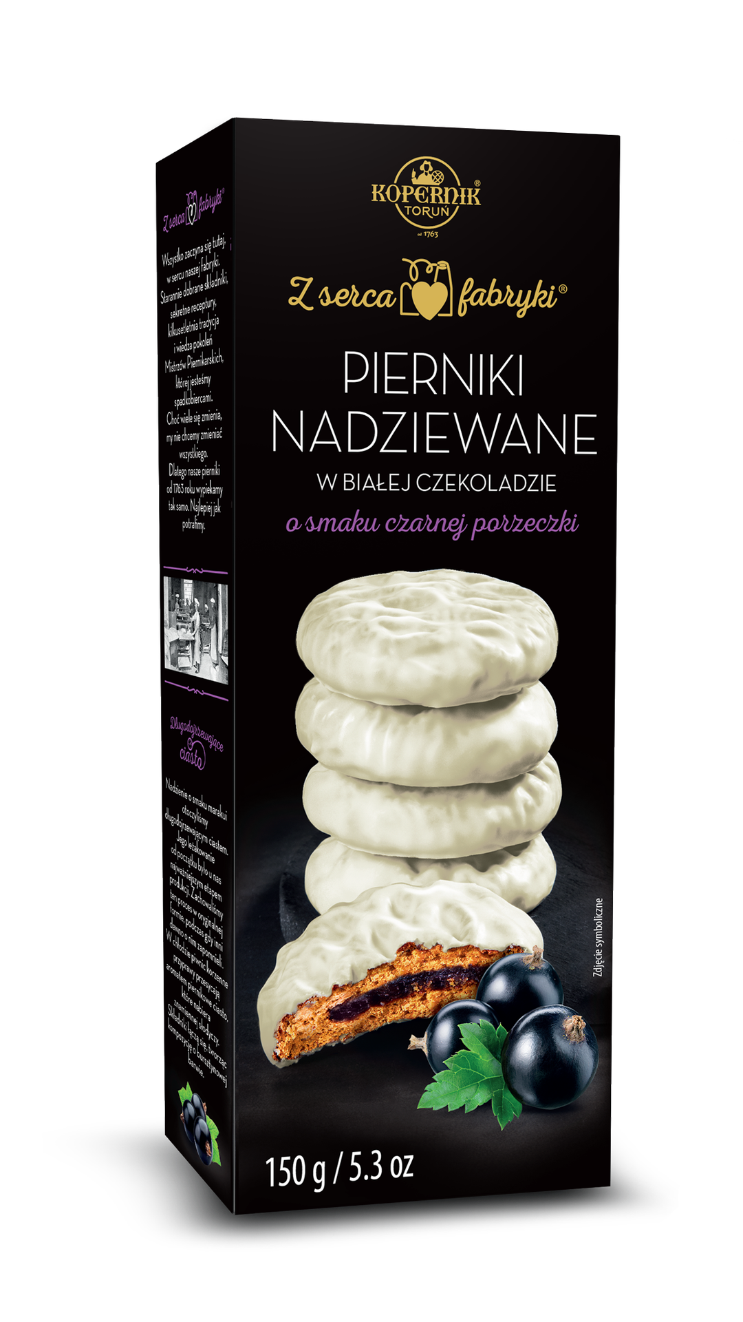 Kopernik Pierniki nadziewane w białej czekoladzie. Czarna porzeczka 150g 290D-457A2