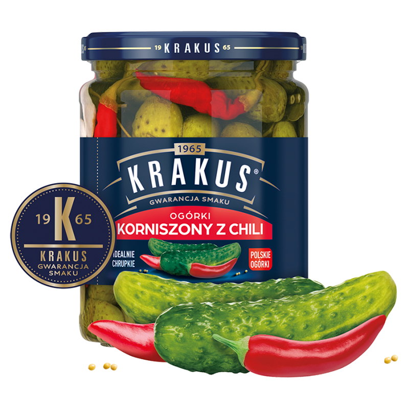 Krakus Ogórki korniszony z chili 500g