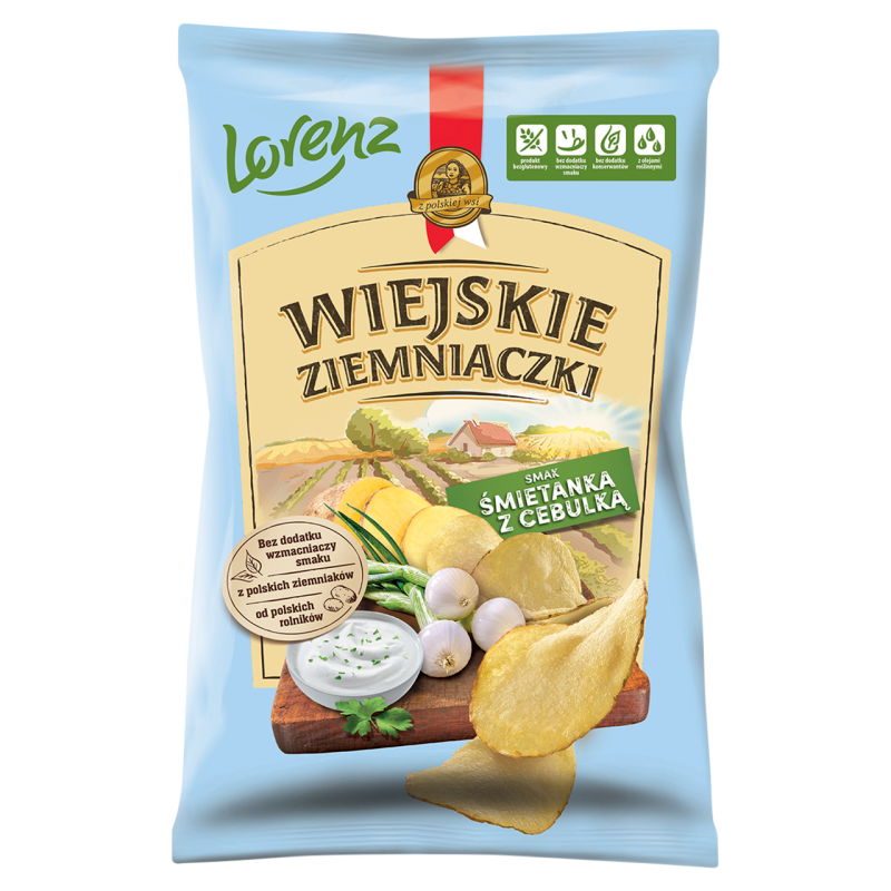 Wiejskie Ziemniaczki Chipsy ziemniaczane śmietanka z cebulką 130 g