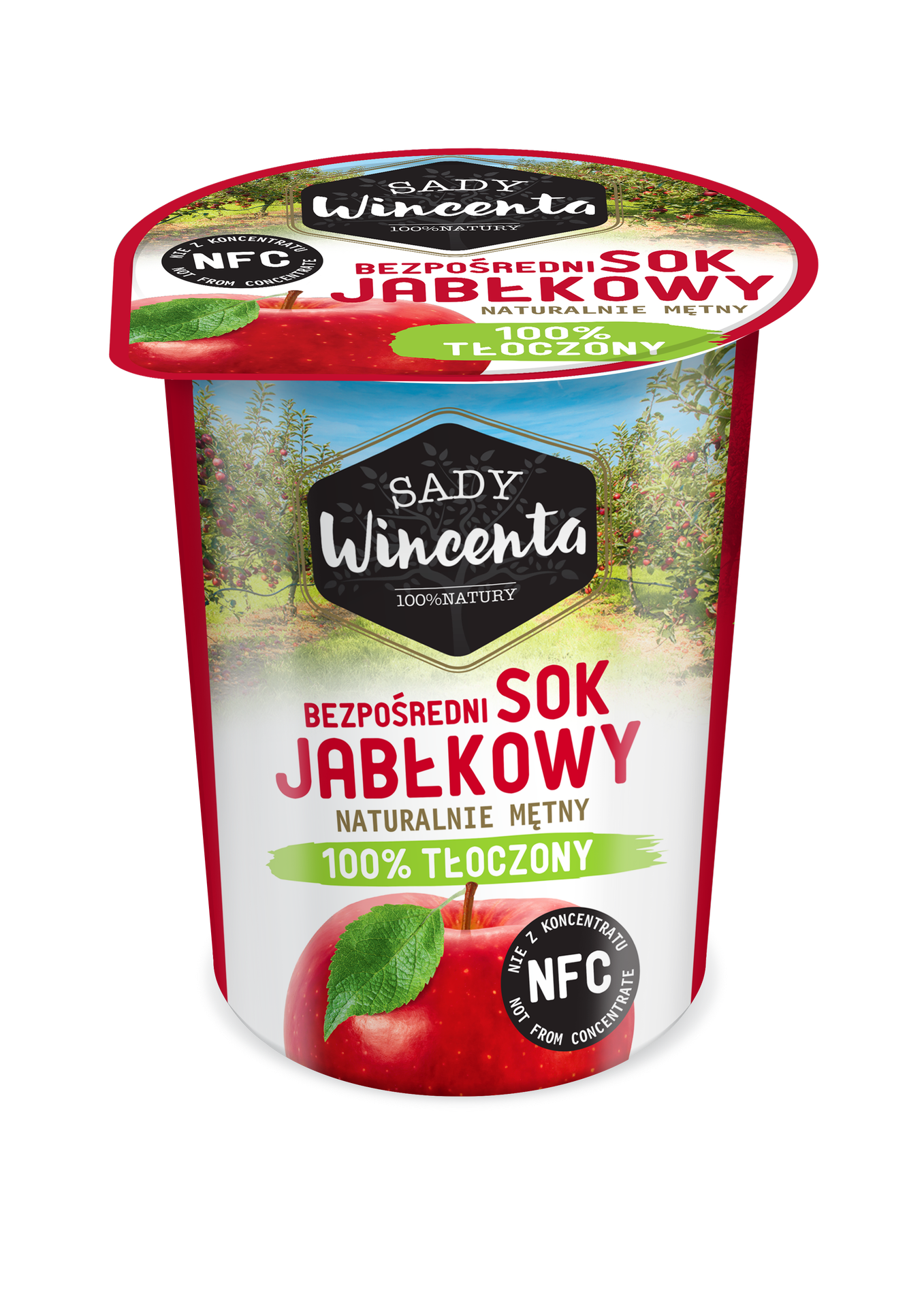 Sady Wincenta, Sok jabłkowy w kubku, 200 ml