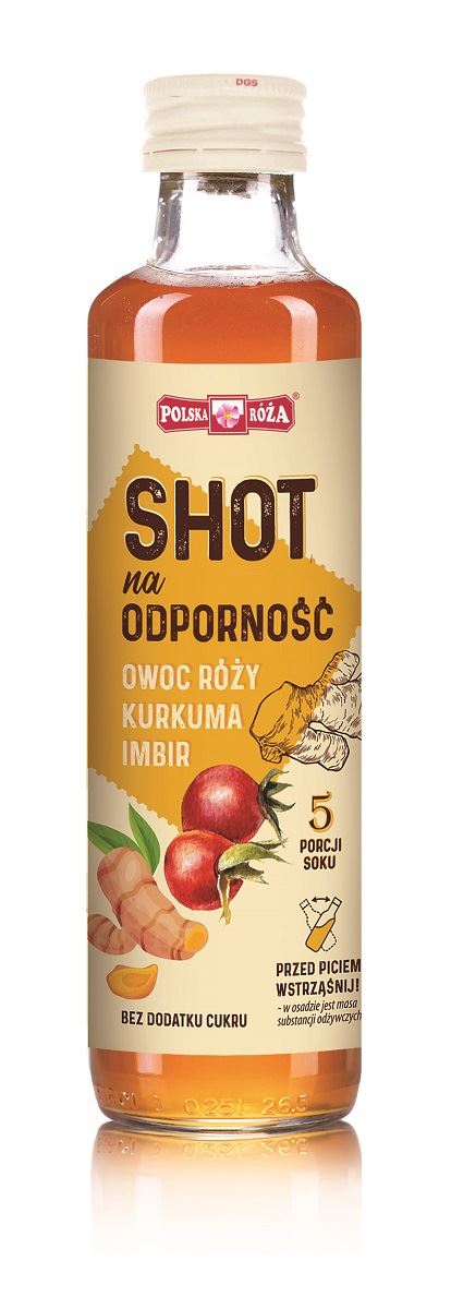 Polska Róża Shot na odporność Owoc róży, kurkuma, imbir 250 ml