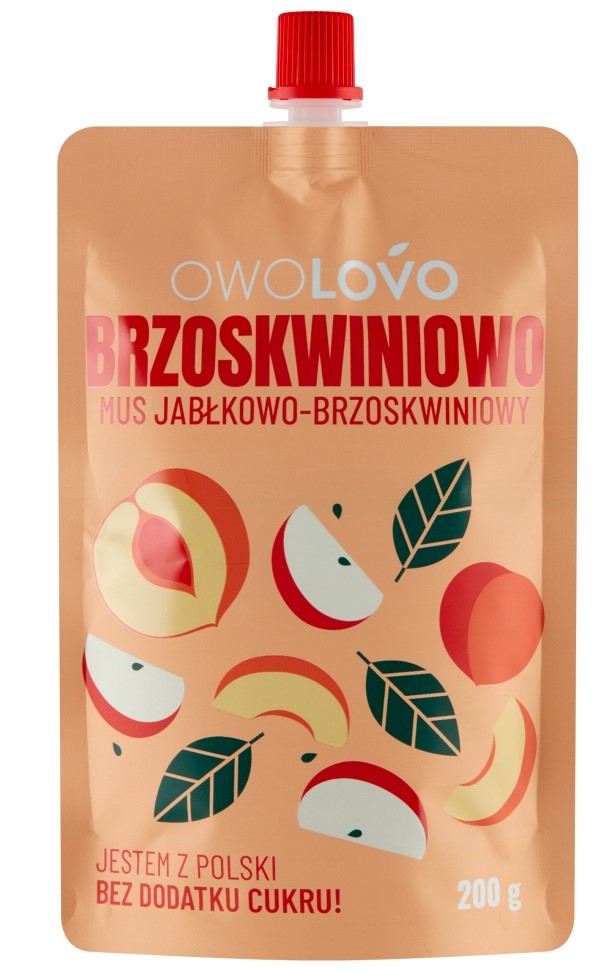 OWOLOVO Brzoskwiniowo Mus jabłkowo-brzoskwiniowy 200 g