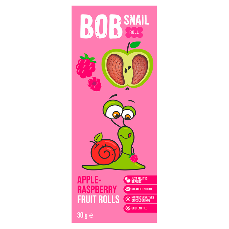 BobSnail | Eco-Snack sp. z o.o. BobSnail | Eco-Snack sp z o.o Przekąska jabłkowo-malinowa z owoców bez dodatku cukru 30 g BobSnail M00-98BB-1457D