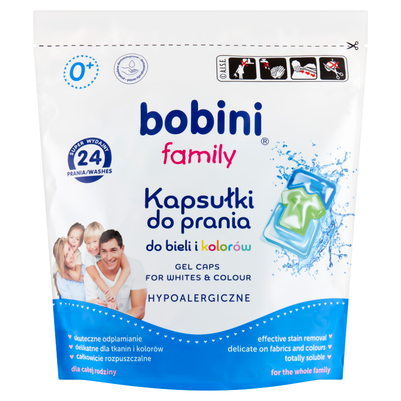 BOBINI FAMILY 24SZT KAPSUŁKI D/PR. BIAŁE KOLOR /489
