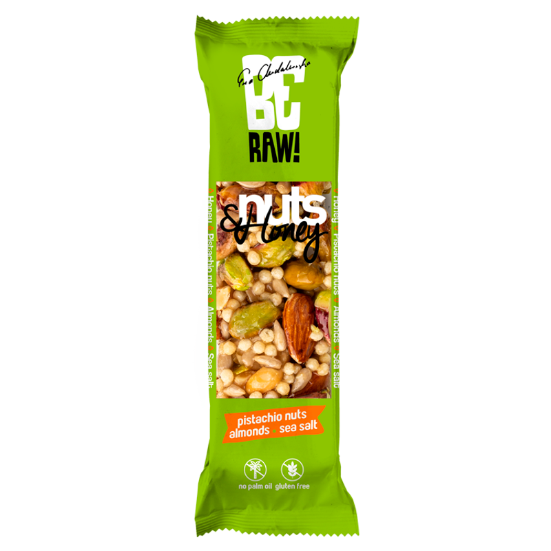 Baton BeRaw Orzechy&Miód Pistacja 30g