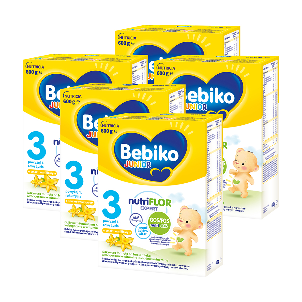 BEBIKO Junior 3 Odżywcza formuła na bazie mleka dla dzieci powyżej 1. roku o smaku waniliowym