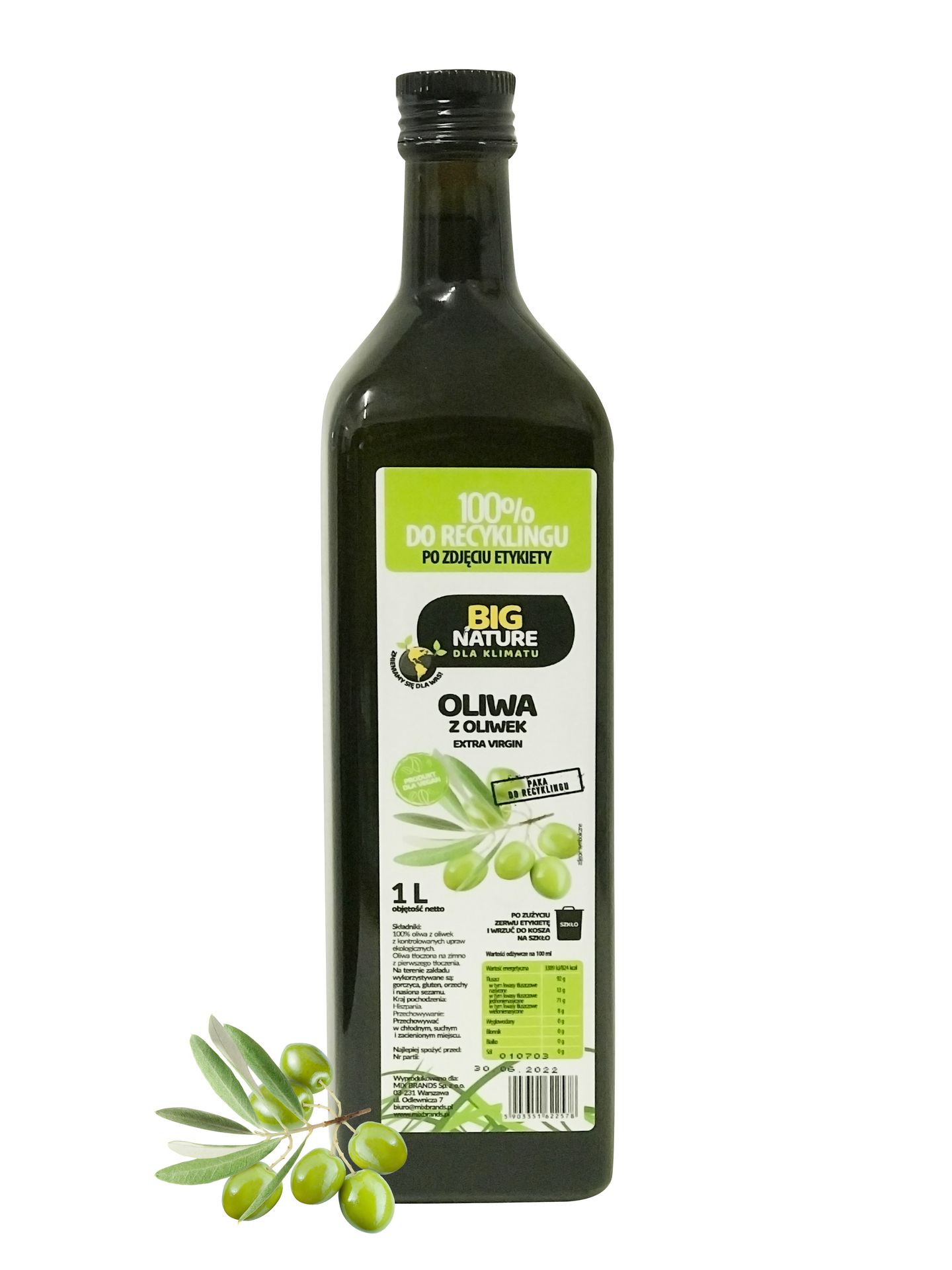 MIX BRANDS OLIWA Z OLIWEK EXTRA VIRGIN BIG NATURE 1 L ZIMNOTŁOCZONA 05D3-124E4