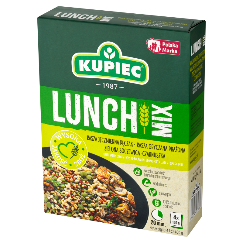 Kupiec Lunch Mix kasza z soczewicą i czarnuszką w torebkach 400 g