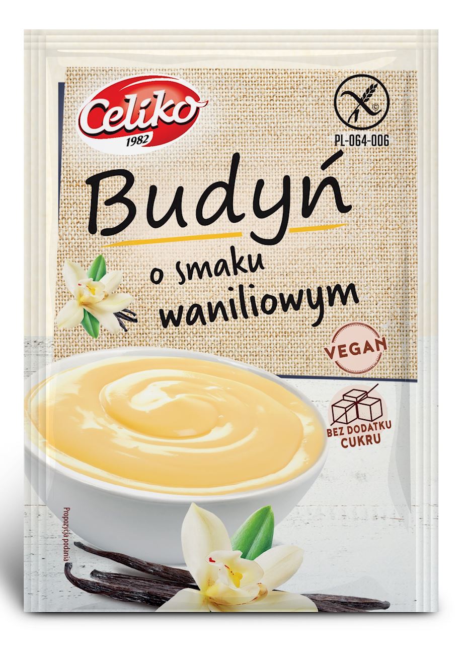 Celiko Budyń o Smaku Waniliowym bezglutenowy bez dodatku cukru 40g -