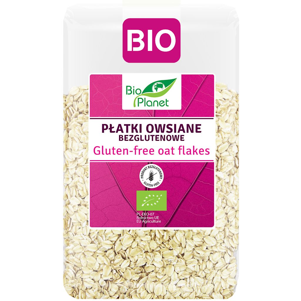 Bio Planet seria RÓŻOWA (płatki, otręby, musli) PŁATKI OWSIANE BEZGLUTENOWE BIO 1 kg - BP-5902488066095