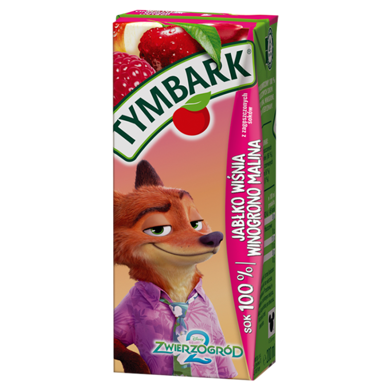 Tymbark Sok 100% Malina jabłko wiśnia winogrono 200 ml