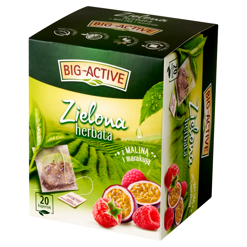 Herbata zielona ekspresowa malina z marakują BIG-ACTIVE 20szt.