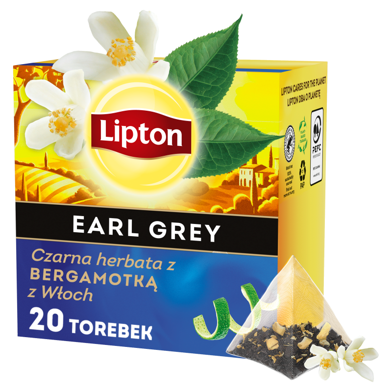 Lipton Czarna herbata z bergamotką Earl Grey 32 g (20 torebek)