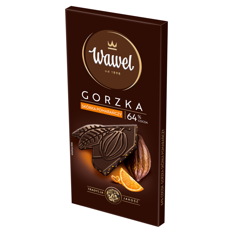 Wawel Czekolada gorzka 70 % cocoa skórka pomarańczy 100 g