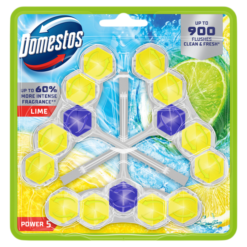 DOMESTOS Zawieszka do WC Lime 3x50g