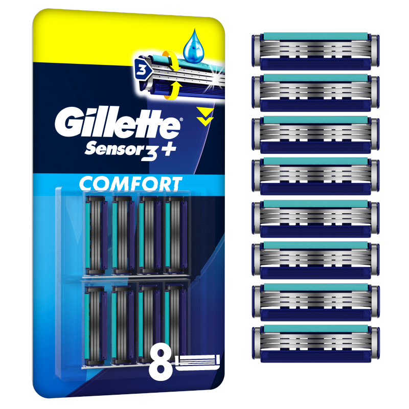 GILLETTE Sensor3 Comfort Ostrza wymienne do maszynki do golenia 8 wkładów z 3 ostrzami