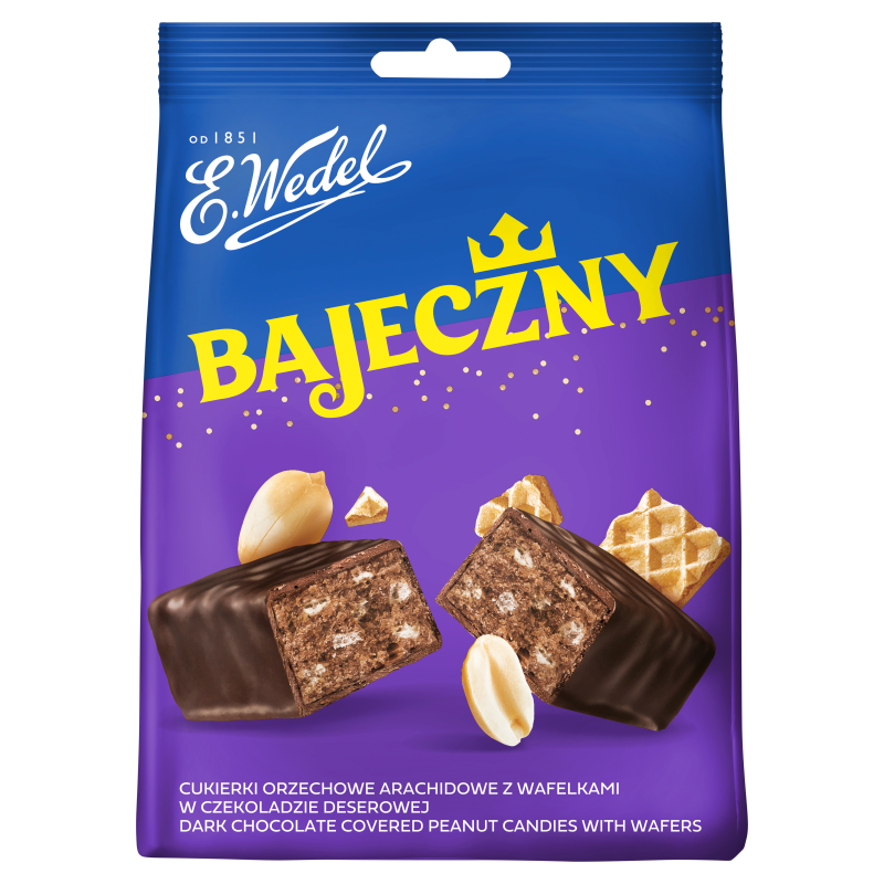 E. Wedel Bajeczny Cukierki orzechowe arachidowe z wafelkami w czekoladzie deserowej 240 g