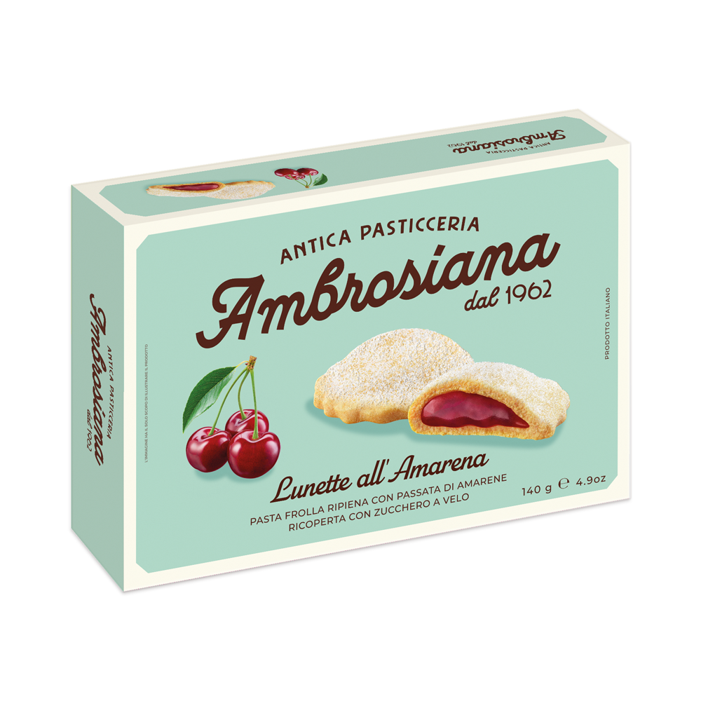 ANTICA PASTICCERIA AMBROSIANA Kruche ciastka z nadzieniem wiśniowym 140 g