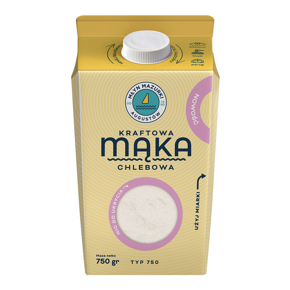 Młyn Mazurki Kraftowa mąka pszenna typ 750 chlebowa karton 750 g