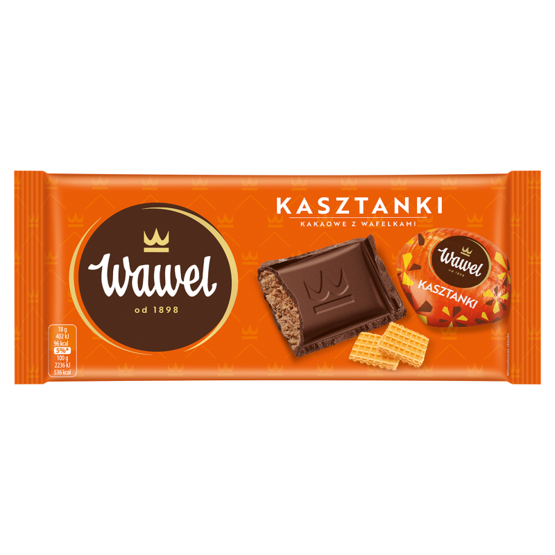 Wawel Kasztanki kakaowe z wafelkami Czekolada nadziewana 100 g