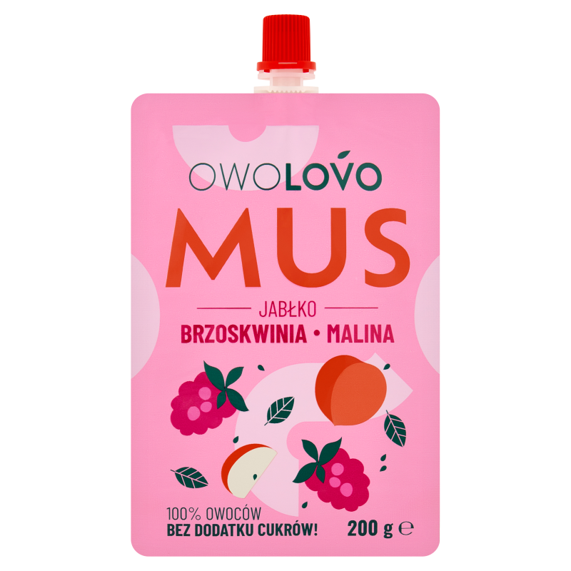 Owolovo Mus owocowy Trio Jabłko - Brzoskwinia - Malina 200 g - żywność
